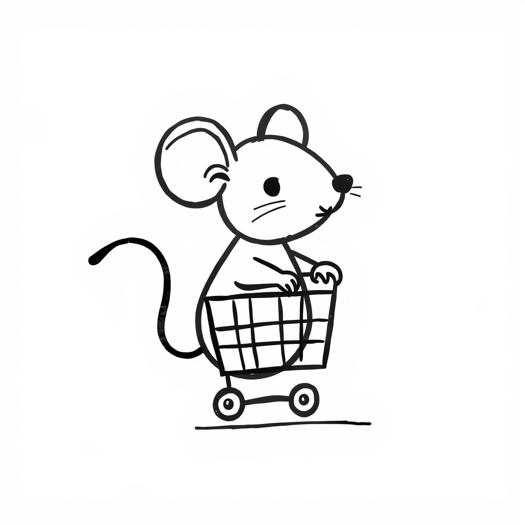 Shopping Mouse with a Tiny Cart