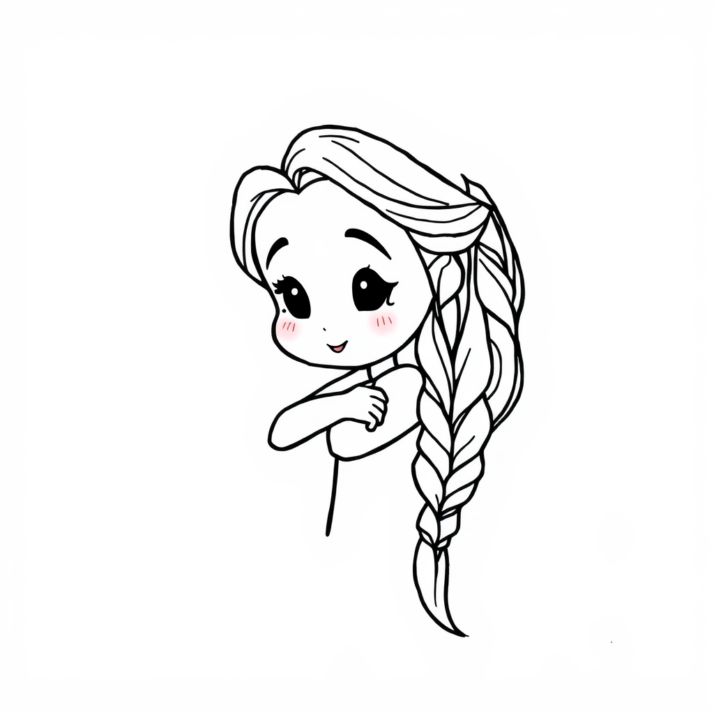 Rapunzel braiding her long hair