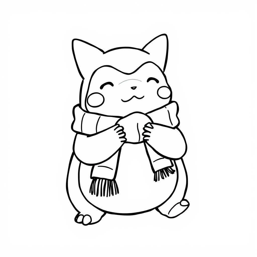 Snorlax knitting a scarf