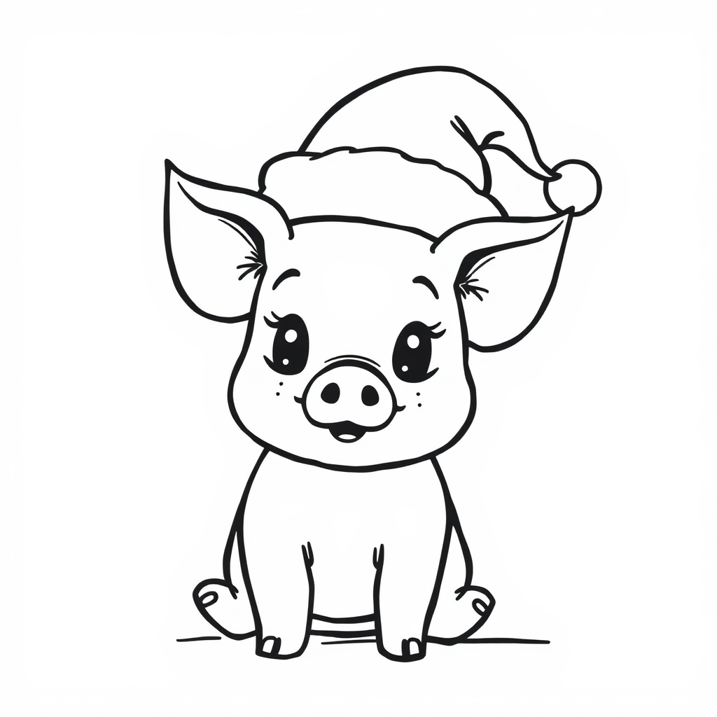 Piglet wearing a Santa hat