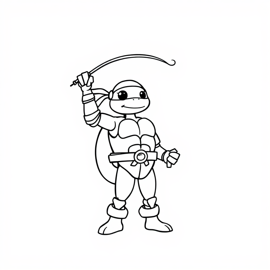 Donatello twirling staff above head