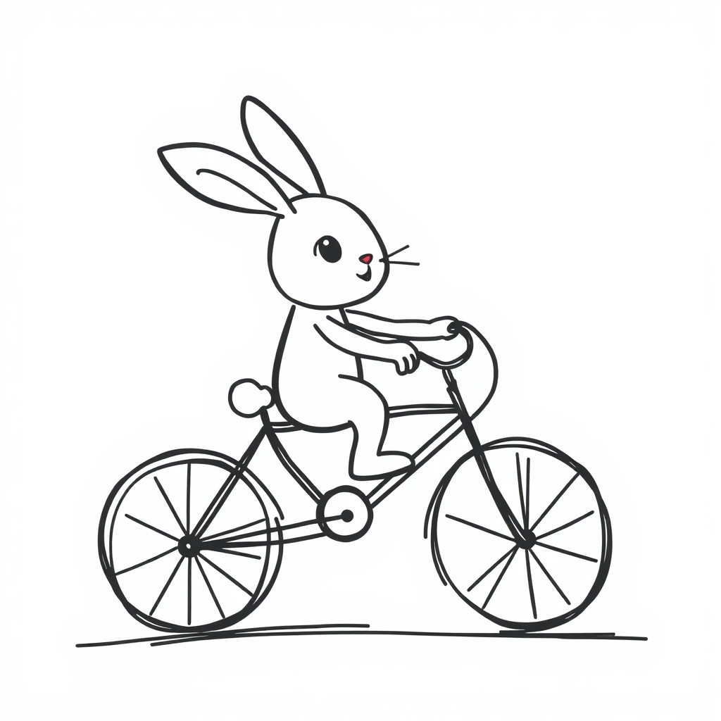 Bunny riding a bicycle.