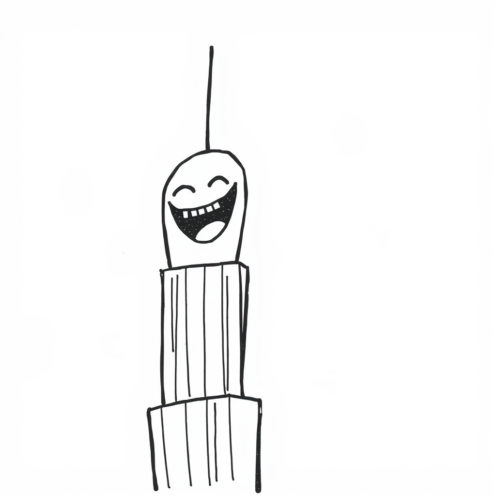 Laughing maniacally atop a skyscraper