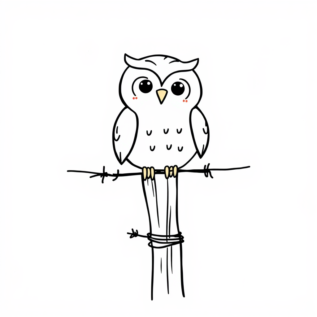 Owl sitting on barbed wire post.