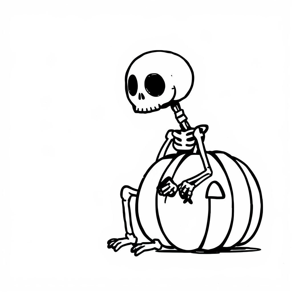 Skeleton carving pumpkins