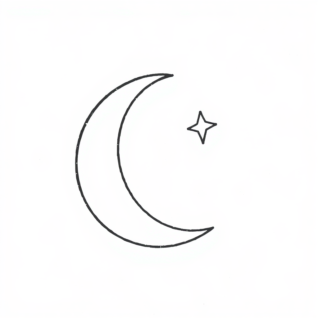 Crescent moon with a single star