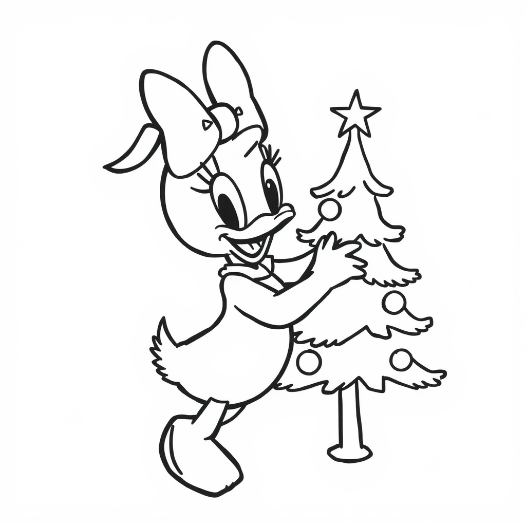 Daisy Duck decorating Christmas tree