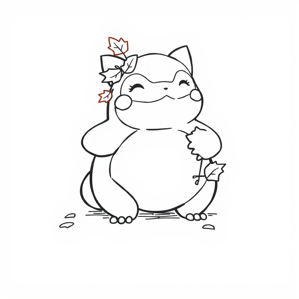 Snorlax with autumn leaves