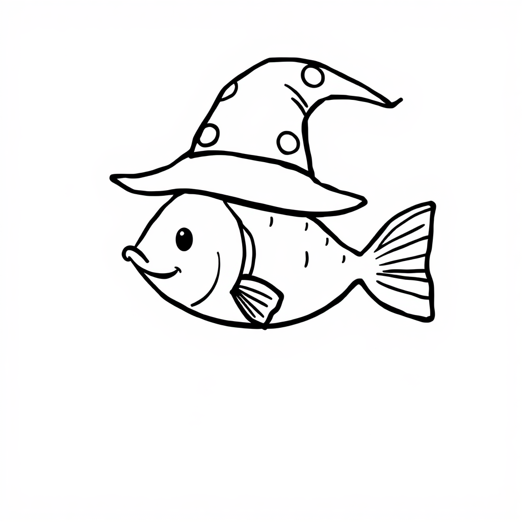 Catfish wearing a wizard hat