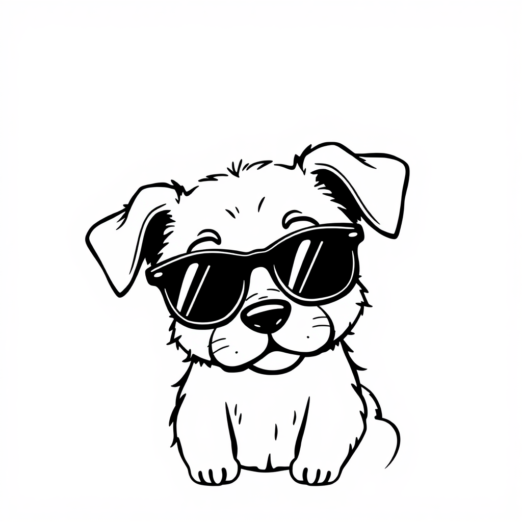 Reading dog with trendy sunglasses