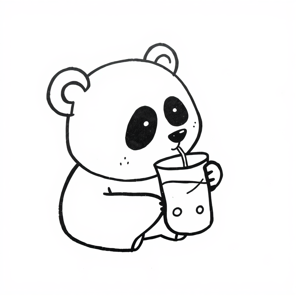 Panda sipping bubble tea