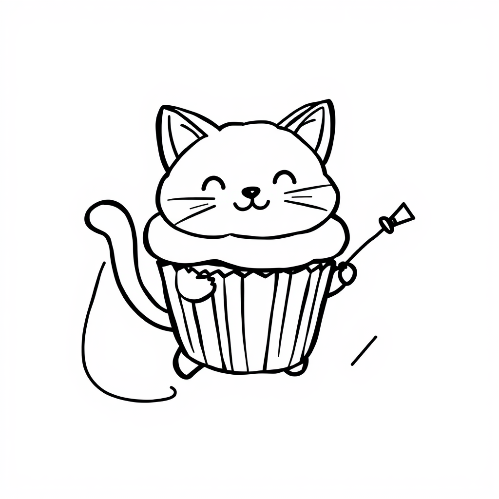 Cat cupcake chasing yarn