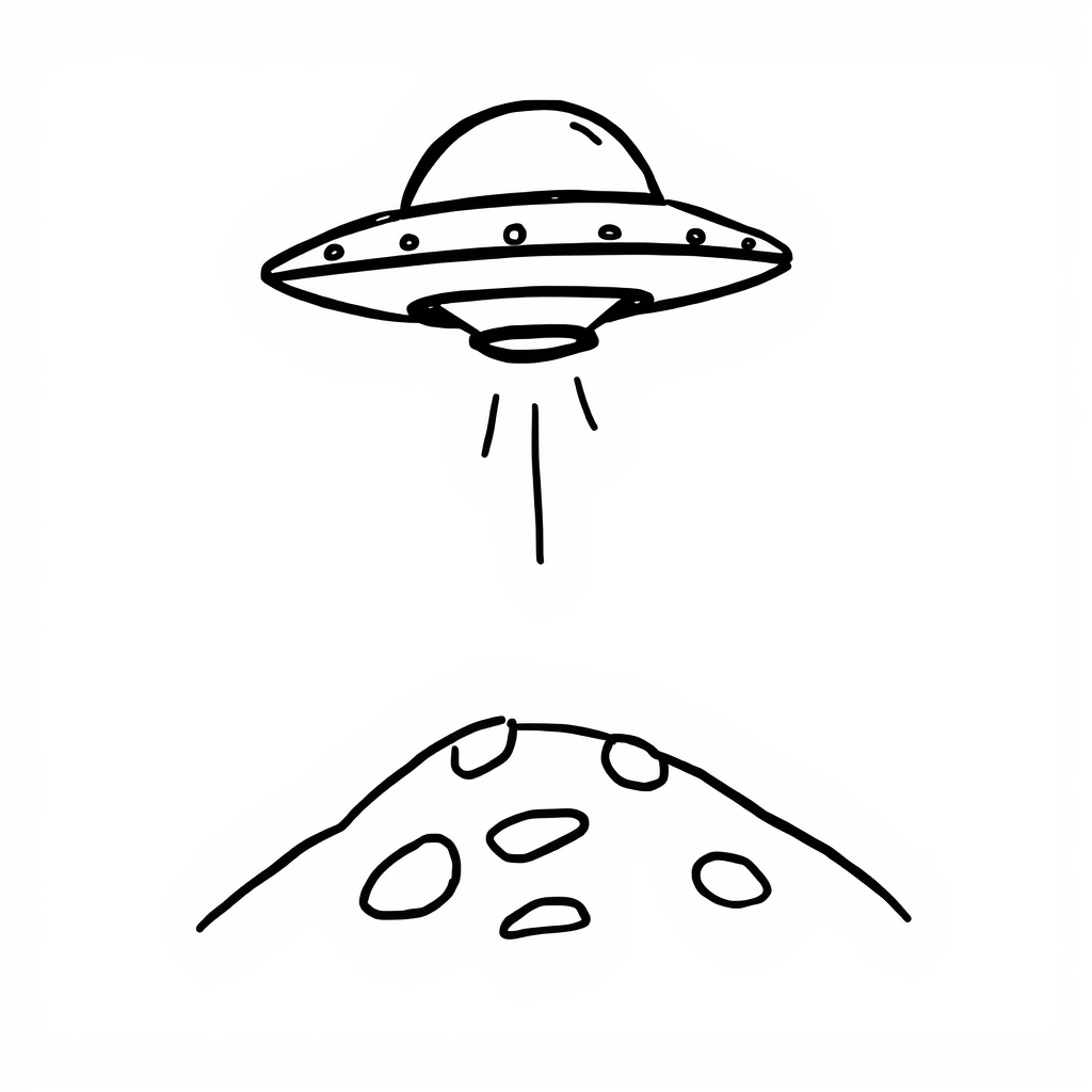 UFO hovering over alien planet