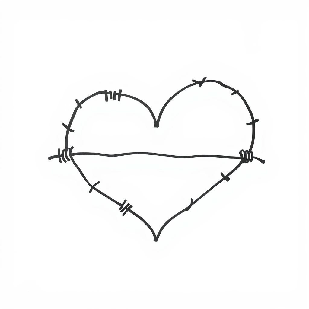 Barbed wire forming a heart shape