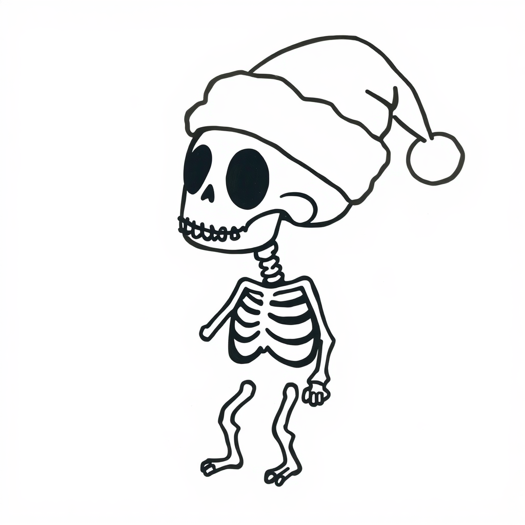 Skeleton with Santa hat