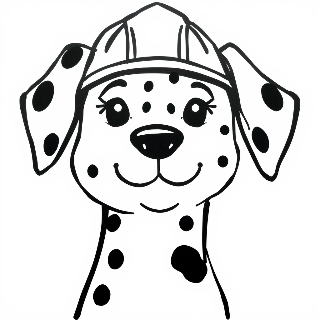 Dalmatian with a fireman's helmet