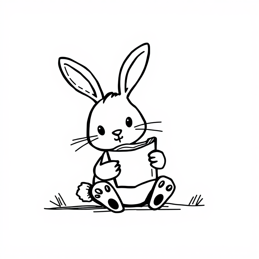 Bunny reading a book