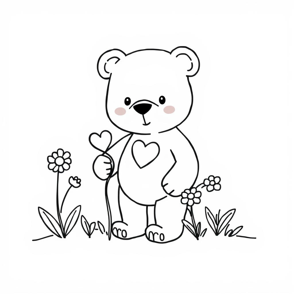 Tenderheart Bear gardening flowers