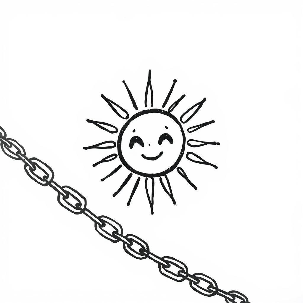 Sunshine reflecting off metal chain