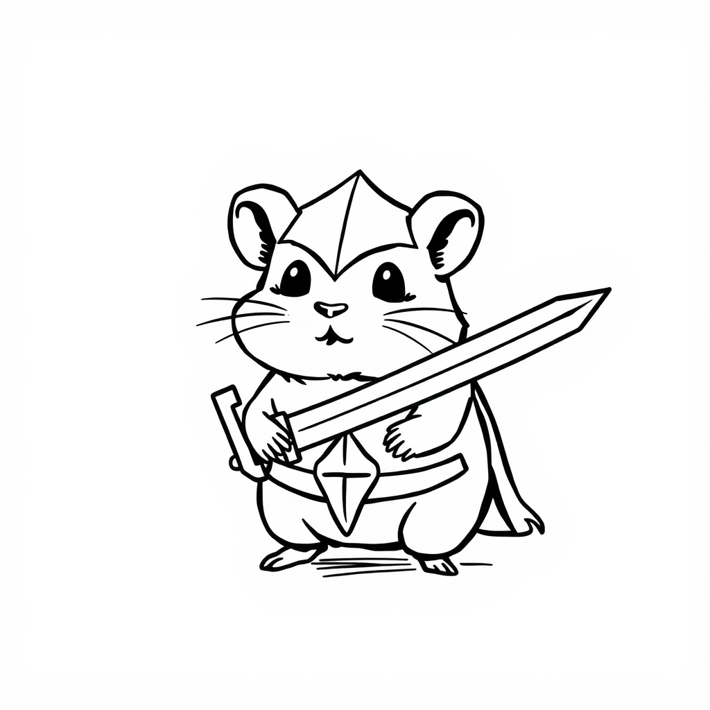 Knight Hamster with Shiny Sword