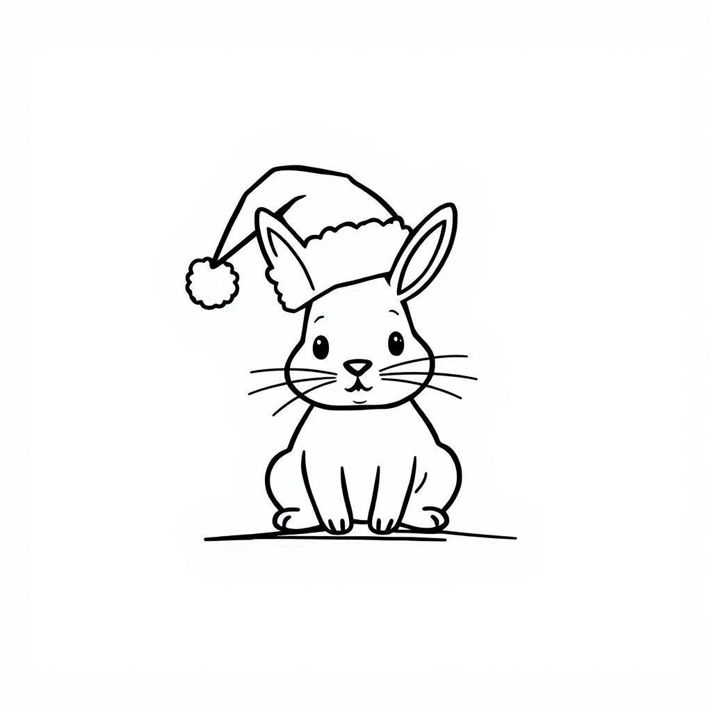 Rabbit under Santa hat