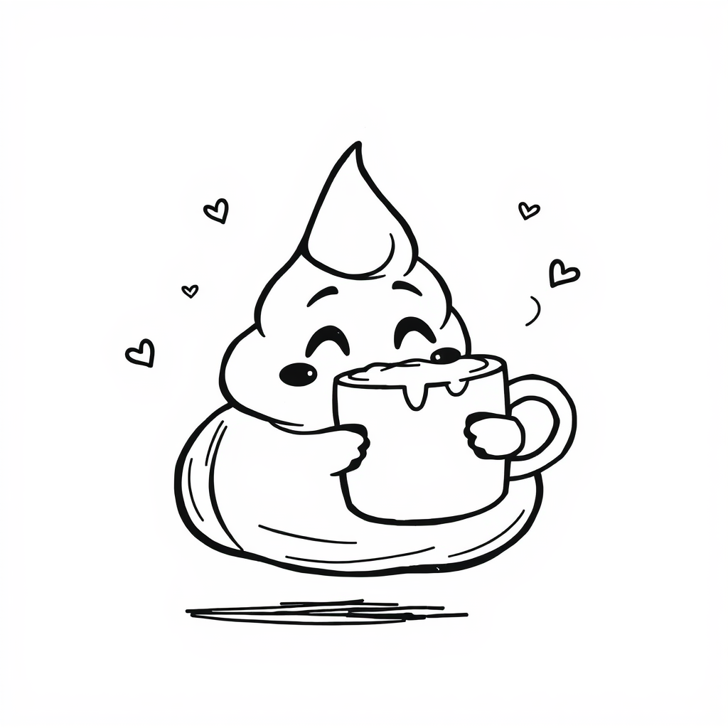 Poop Emoji enjoying some hot cocoa