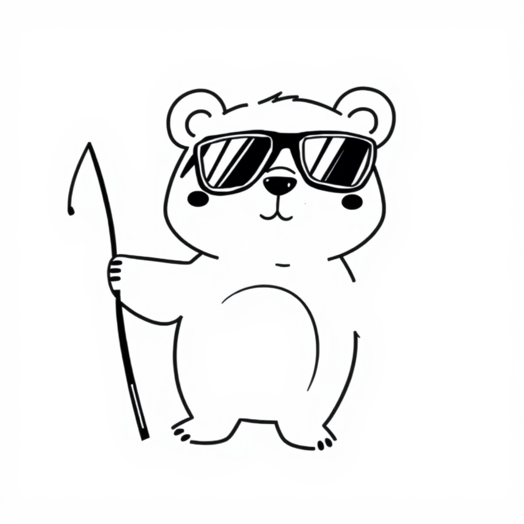 Fishing bear with reflective sunglasses