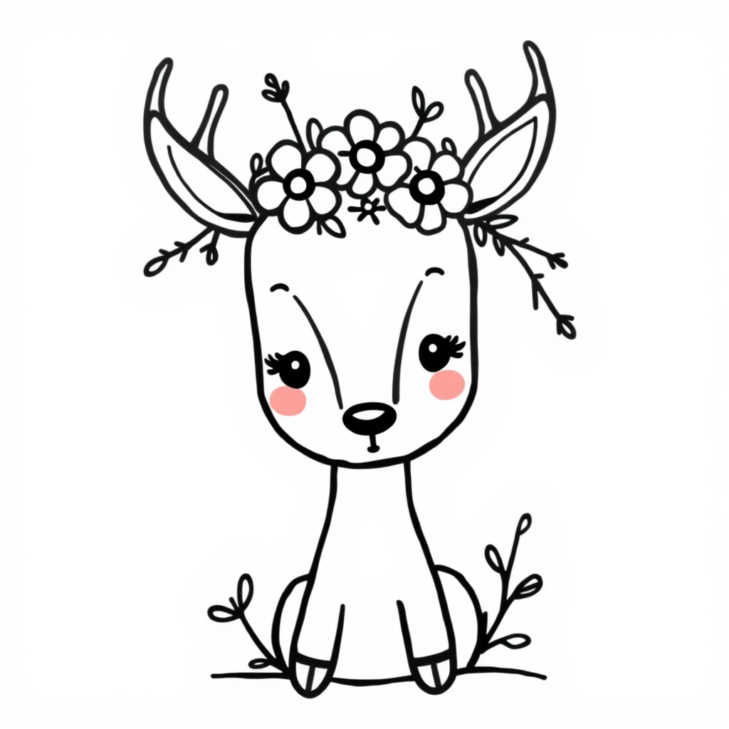 Deer crowned with flowers and vines