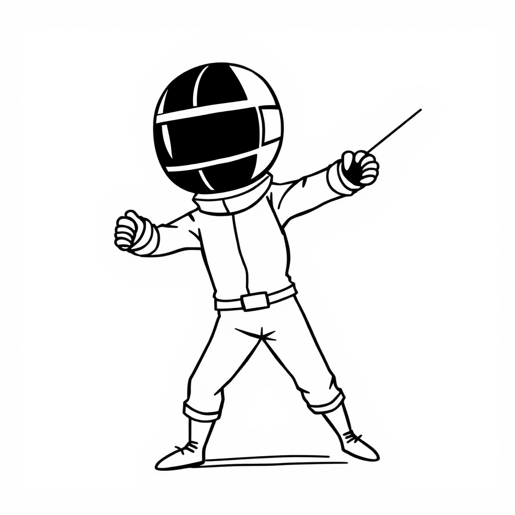 Fencer in mid-thrust stance