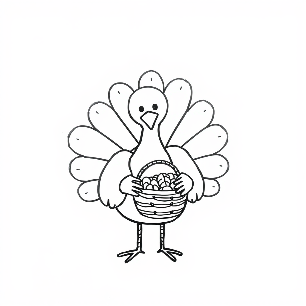 Turkey holding harvest basket