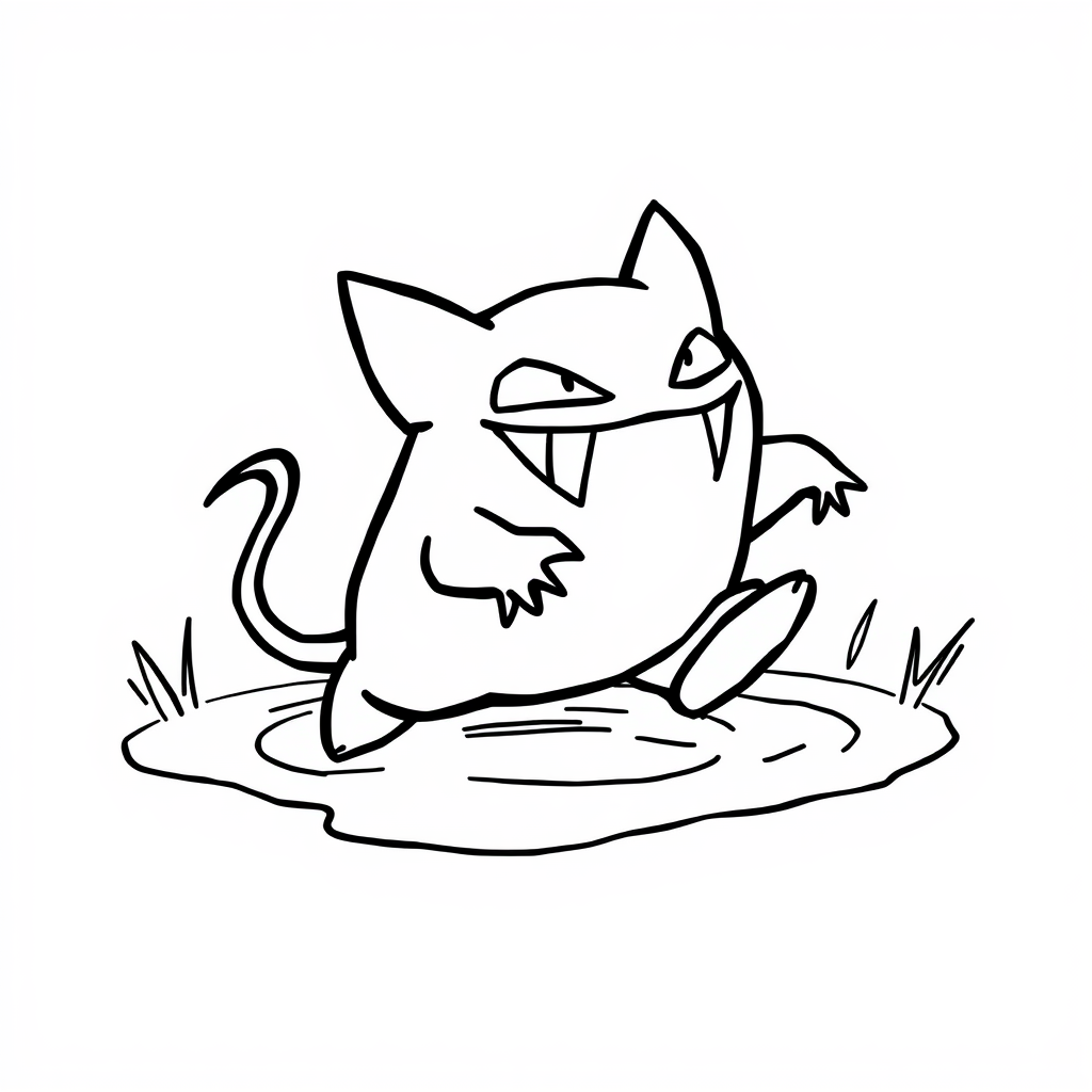 Gengar jumping in a puddle