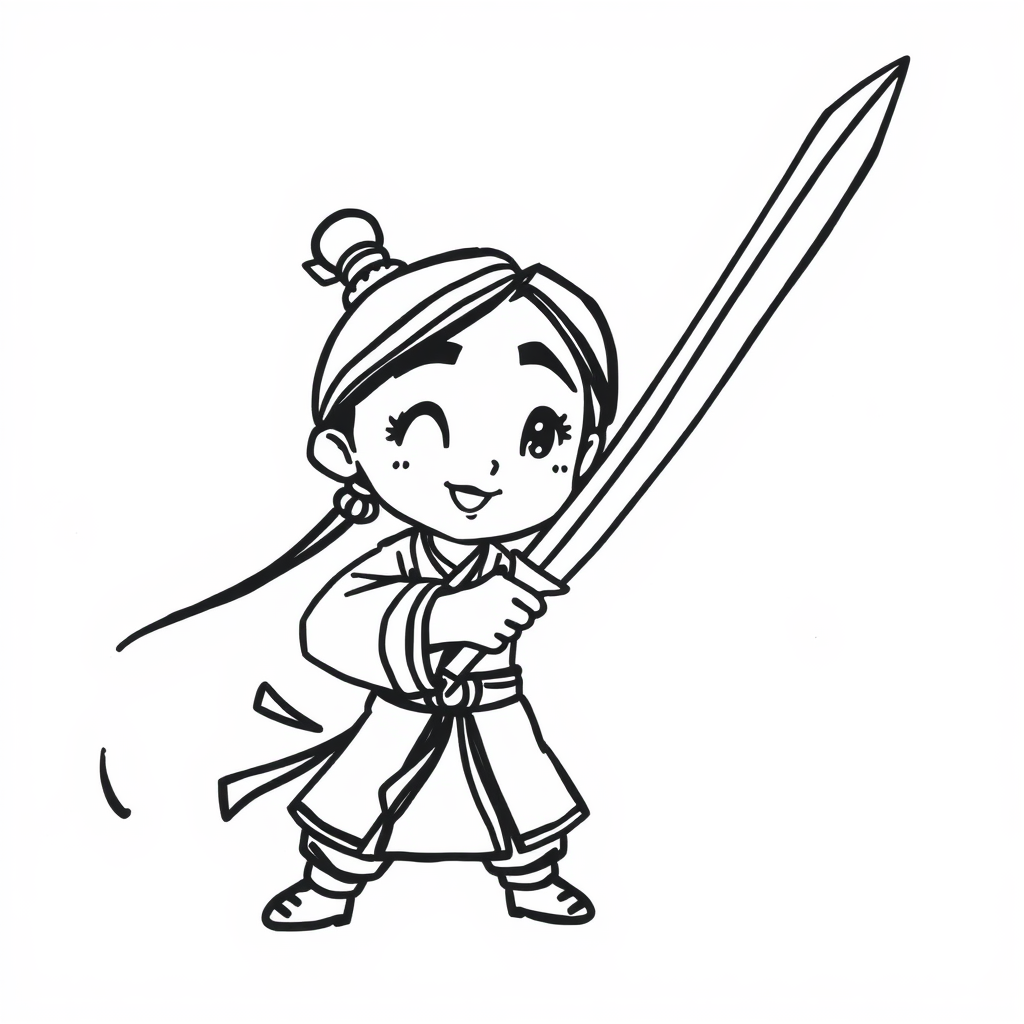 Mulan holding her sword