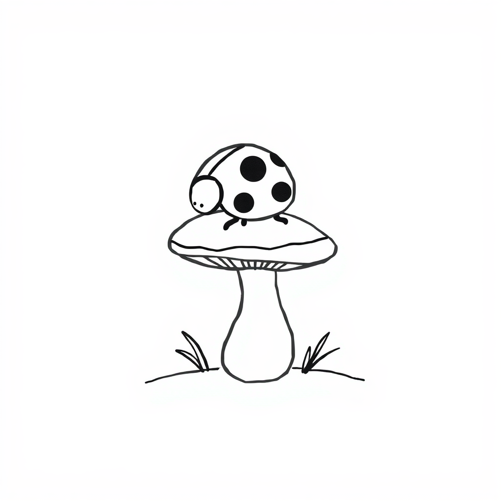 Ladybug sitting on a mushroom