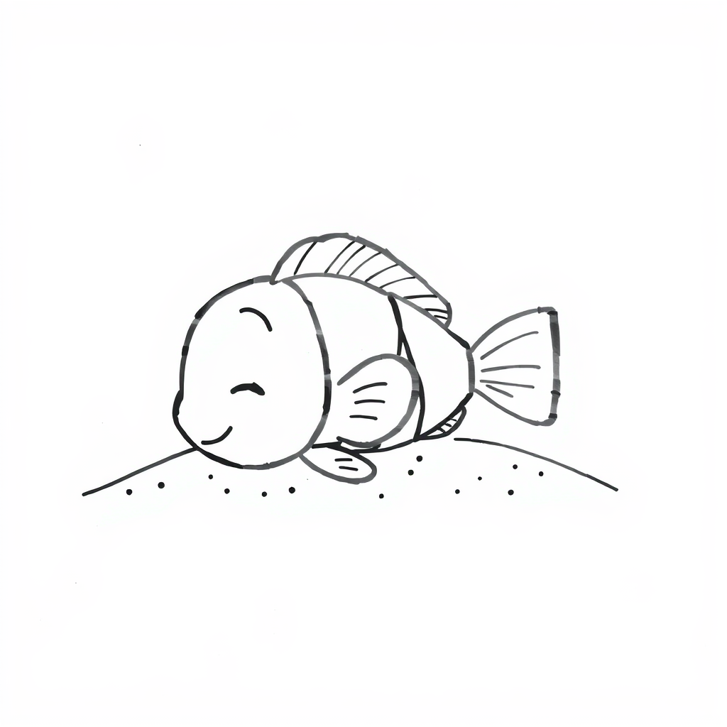 Nemo sleeping on sand