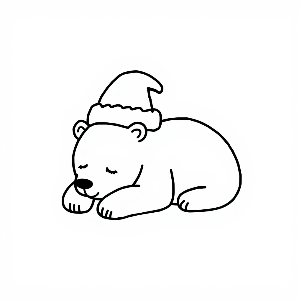 Santa Hat on sleeping polar bear