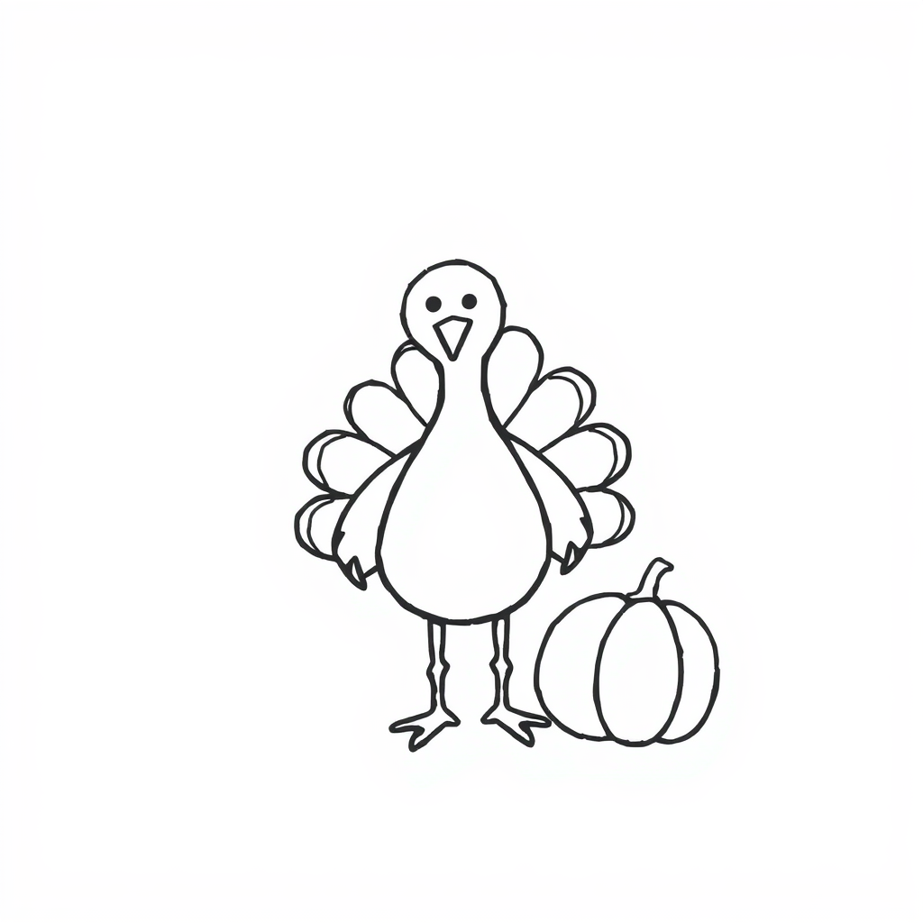 Turkey standing by pumpkin