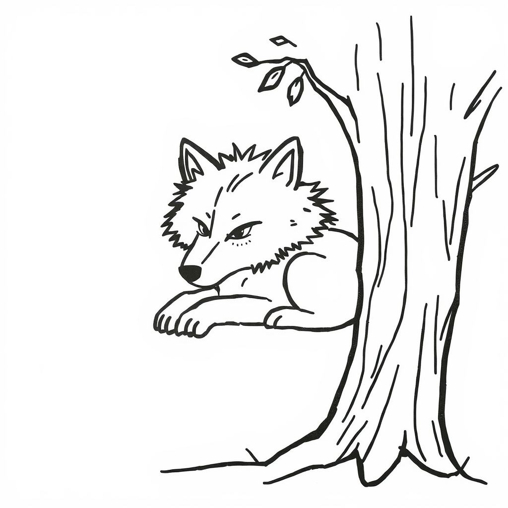 Werewolf resting against a tree