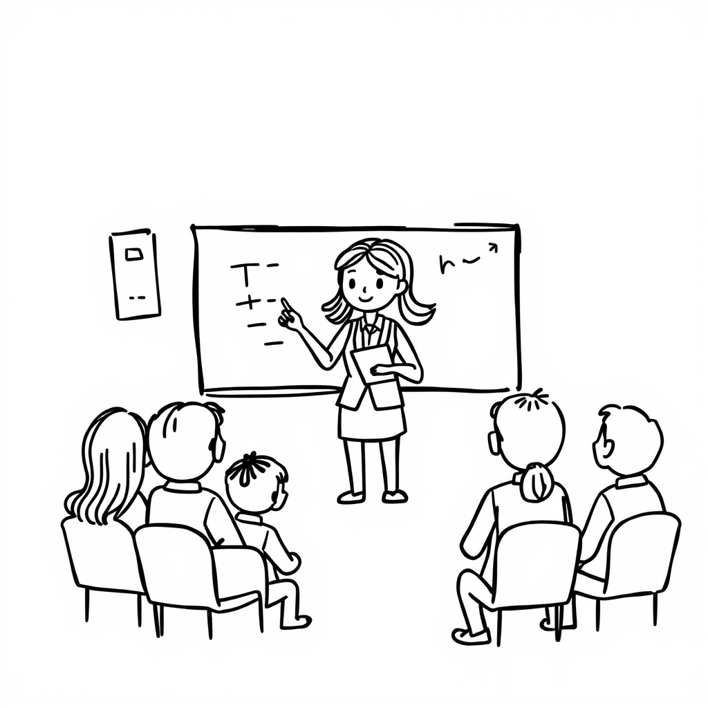 Teacher conducting an educational program