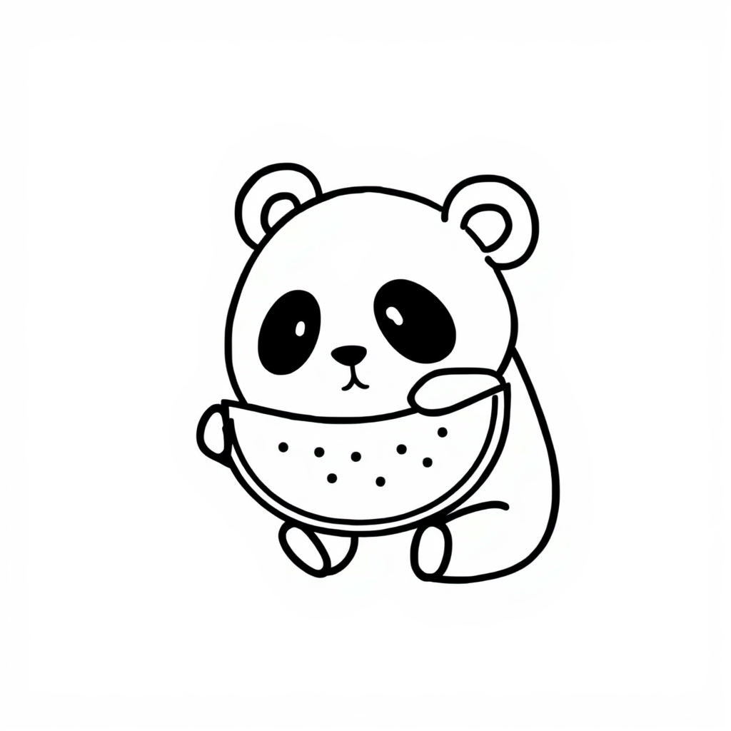 Panda enjoying a watermelon