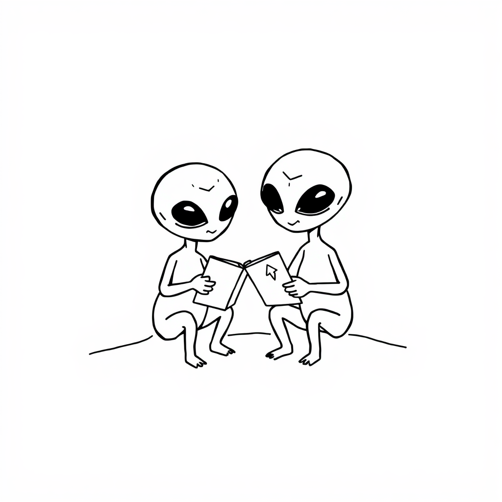 Alien friends reading satellite data