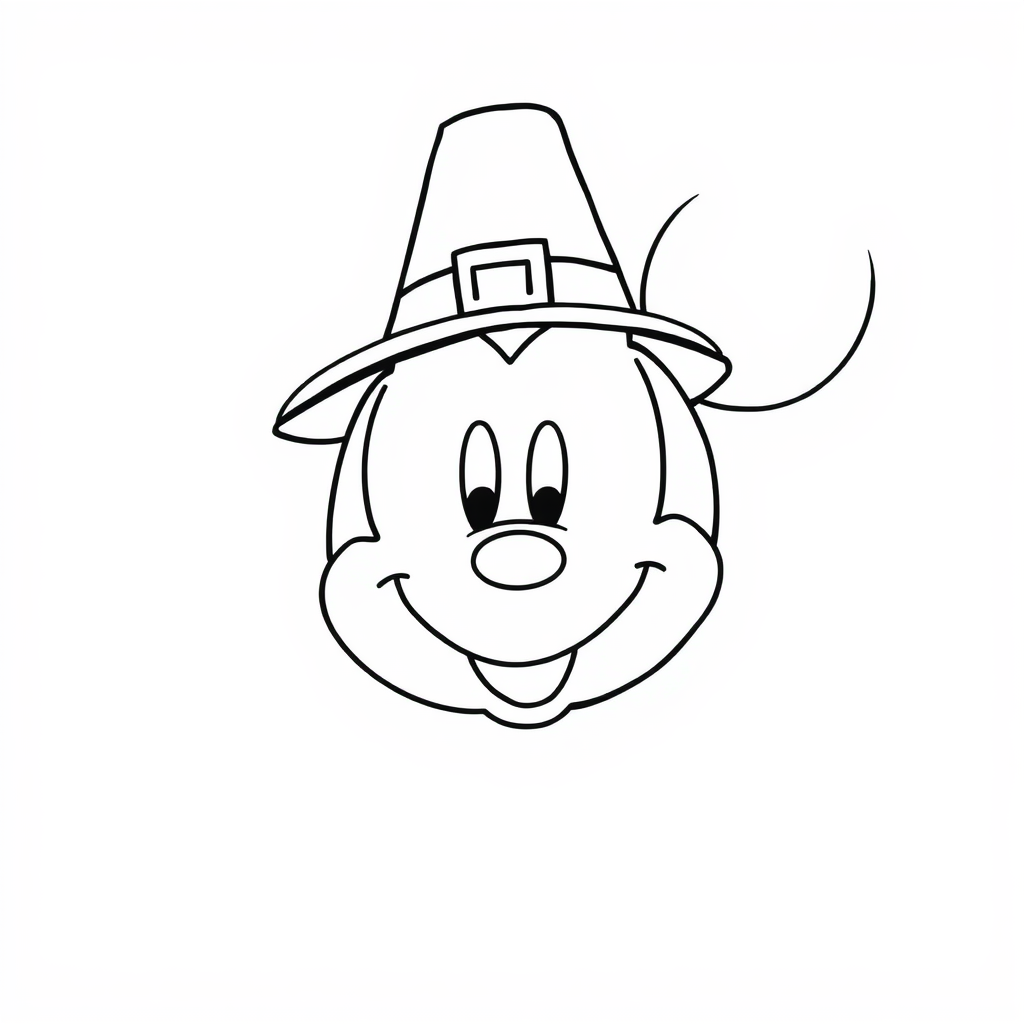 Mickey Mouse in Thanksgiving pilgrim hat