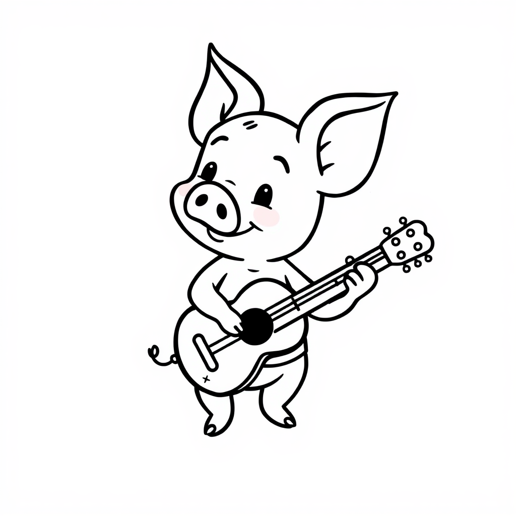 Piglet playing the guitar