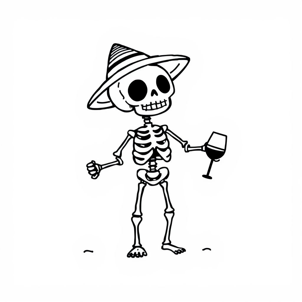 Skeleton at beach party