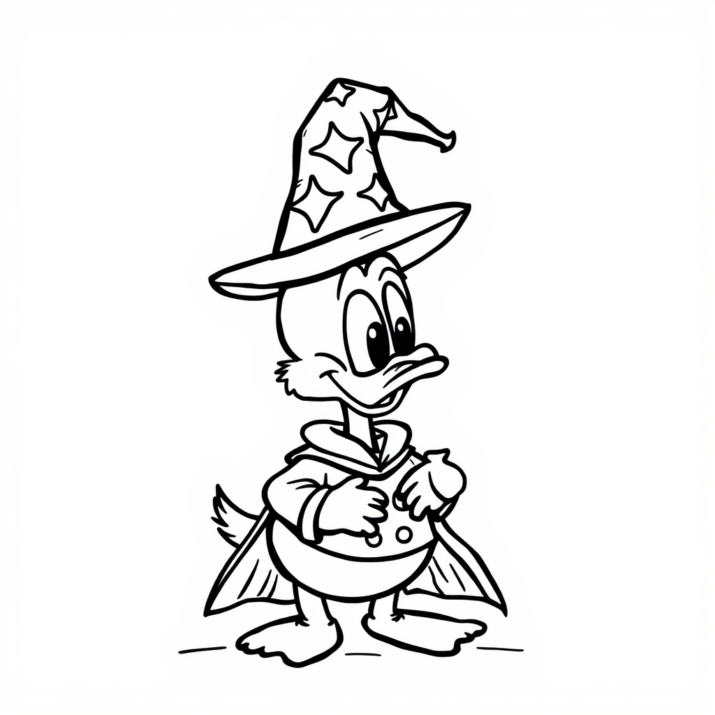 Donald Duck dressed as a wizard