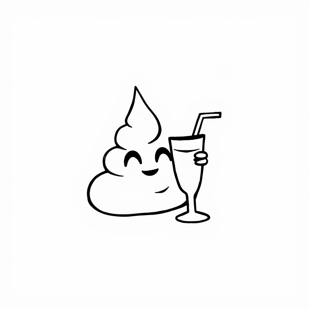 Poop Emoji sipping lemonade