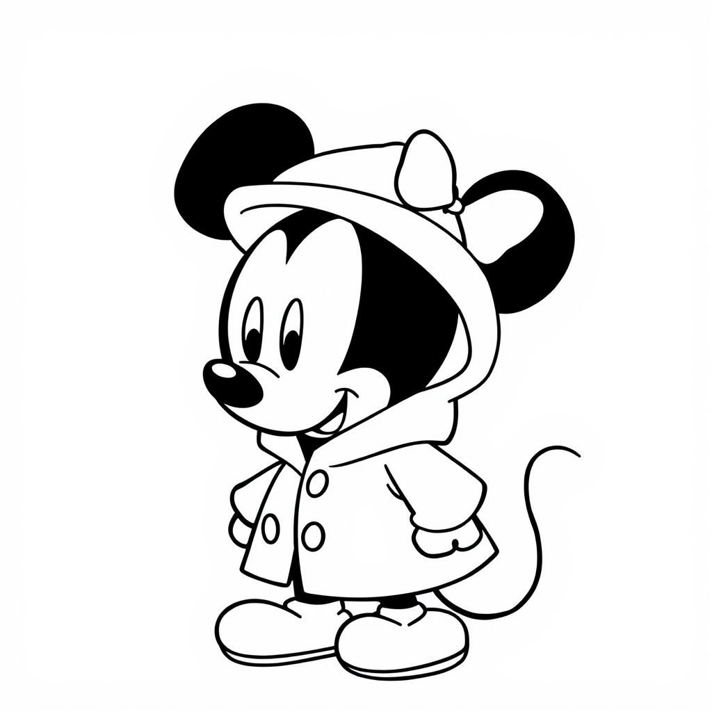 Mickey Mouse in spring raincoat