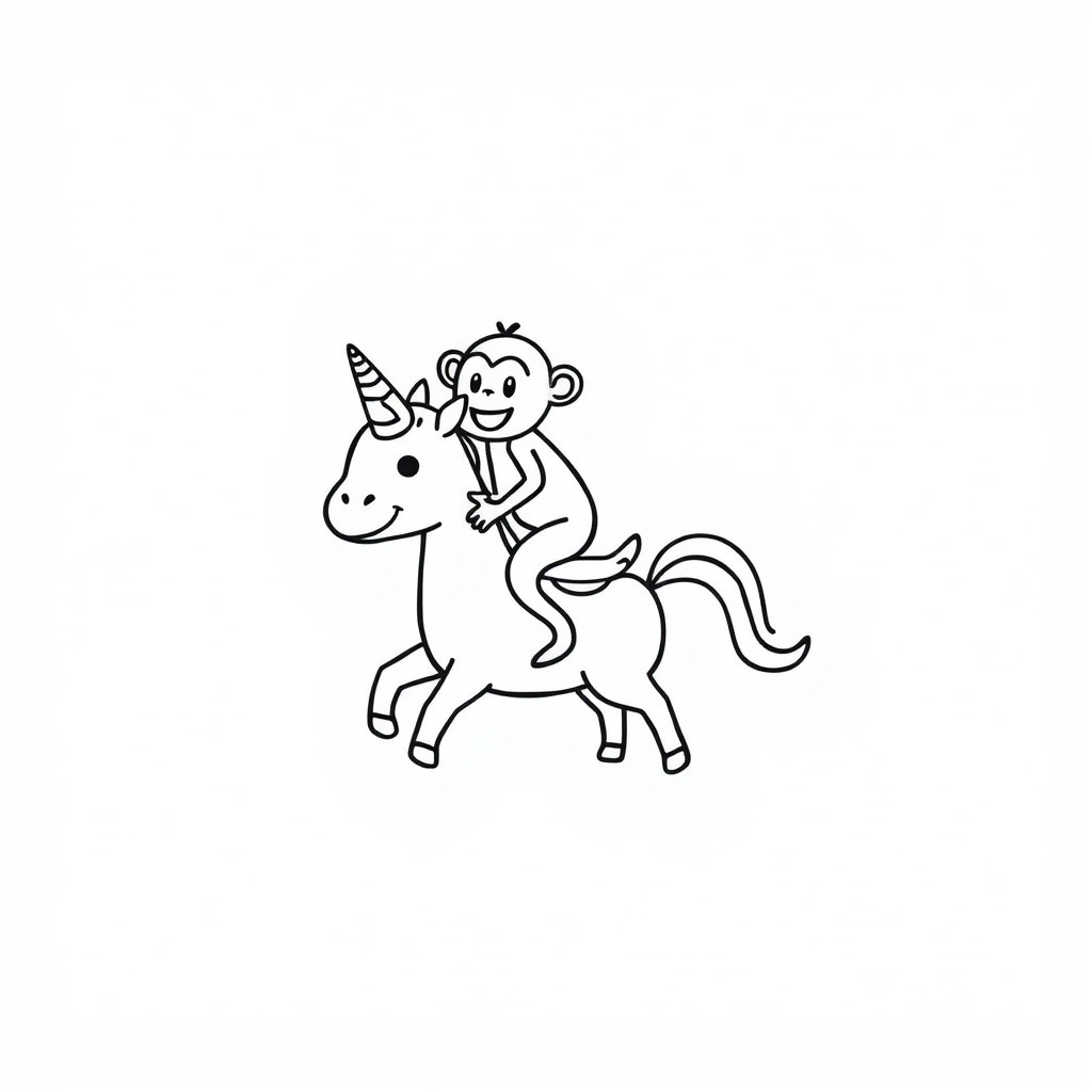 Monkey riding a unicorn