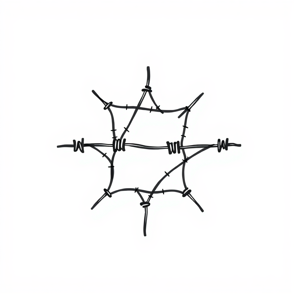 Barbed wire forming a star