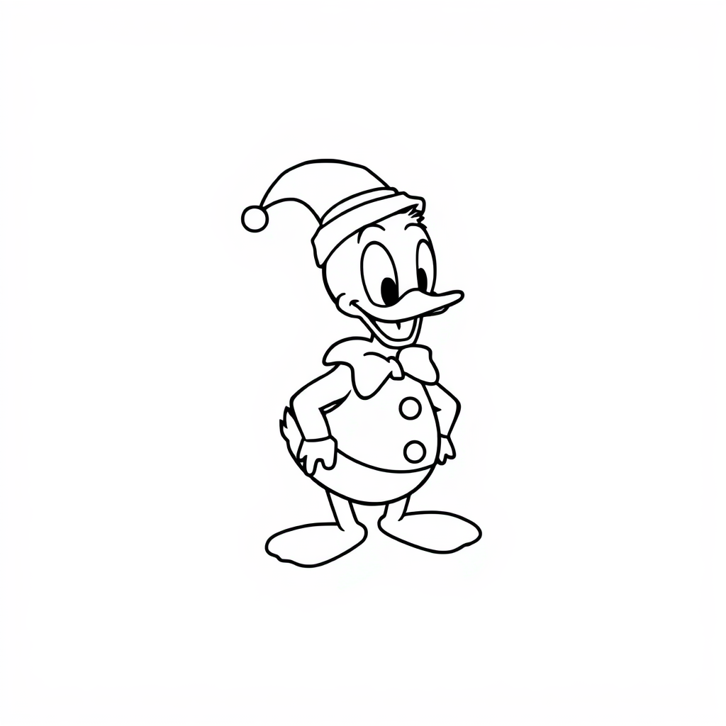 Donald Duck in a clown costume.