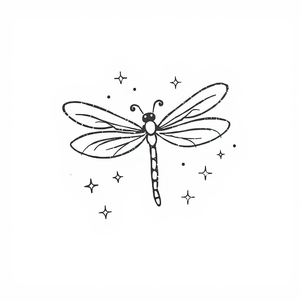 Dragonfly surrounded by sparkles